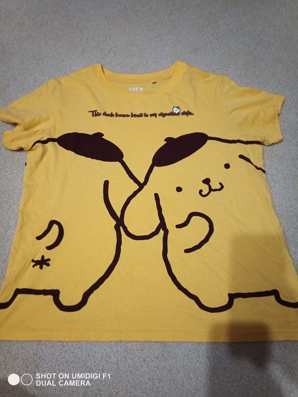 Sanrio Yellow Tee with Dark Brown Pompompurin Graphic size Large Fit Medium